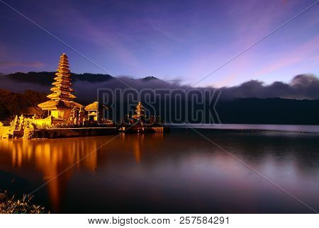 Morning Glow At Ulundanu Temples, Bali, Indonesia