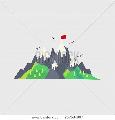 Mountain, Flag. Travel. Iogo. Vector Illustration. Eps 10.