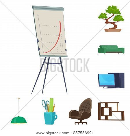 Vector Illustration Of Furniture And Work Icon. Set Of Furniture And Home Vector Icon For Stock.