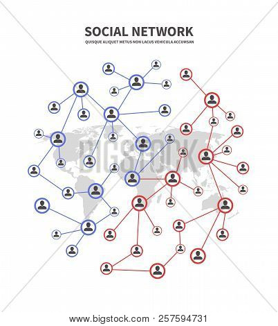 People Socia Networks And Telecommunications, Human Links Vector Concept With Persons Sharing Inform