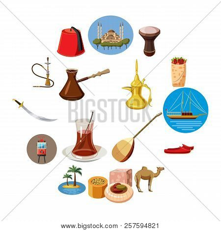 Cartoon Turkey Icons Set. Universal Turkey Icons To Use For Web And Mobile Ui, Set Of Basic Turkey E