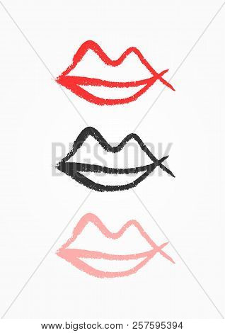 outline lips drawn by vector photo free trial bigstock