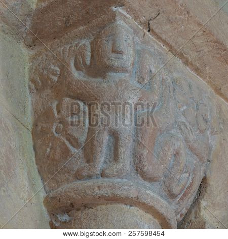 Gourdon, France - August 3, 2018: Capital Of The Romanesque Church In Gourdon, Saone-et-loire, Franc