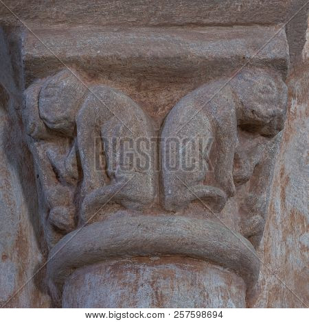 Gourdon, France - August 3, 2018: Capital Of The Romanesque Church In Gourdon, Saone-et-loire, Franc