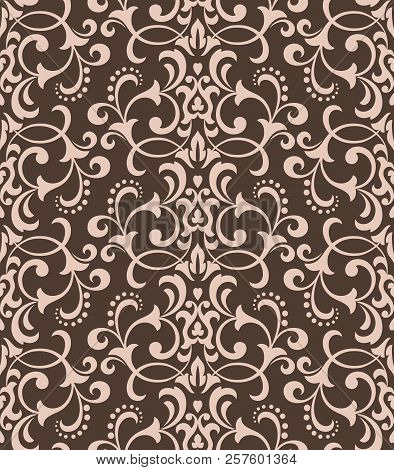 Floral Pattern. Wallpaper Baroque, Damask. Seamless Backgrounddark Ornament