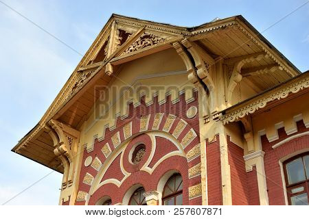 Fragment Of Building Of The Railway Station Dudergof, The Outskirts Of St. Petersburg, Russia.