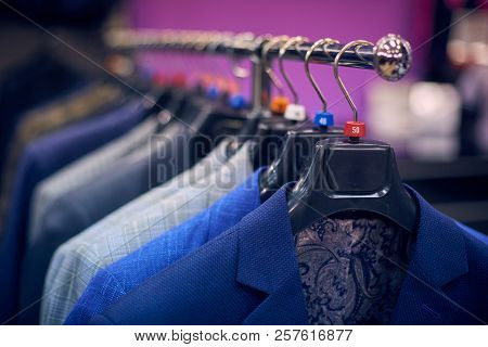 Men's Jackets On Hangers In The Men's Store