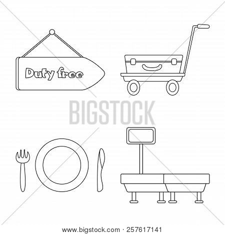 Vector Design Of Airport And Airplane Sign. Set Of Airport And Plane Vector Icon For Stock.