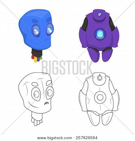 Vector Design Of Robot And Factory Logo. Collection Of Robot And Space Vector Icon For Stock.