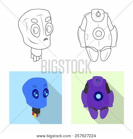 Vector Illustration Of Robot And Factory Logo. Collection Of Robot And Space Vector Icon For Stock.