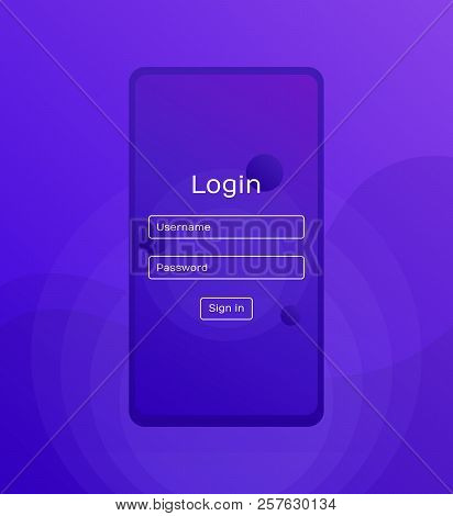 Sign In Screen. Clean Mobile Ui Design Concept. Login Application With Password Form Window. Trendy 