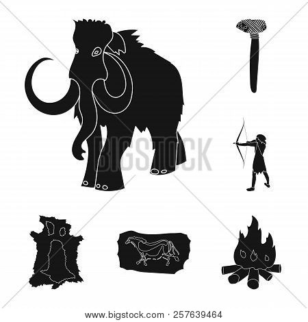 Life In The Stone Age Black Icons In Set Collection For Design. Ancient People Vector Symbol Stock W