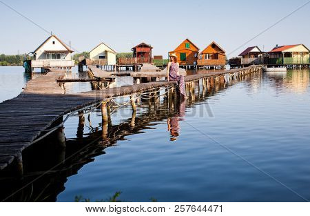 floating village on lake Bokod, Hungary