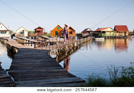 floating village on lake Bokod, Hungary