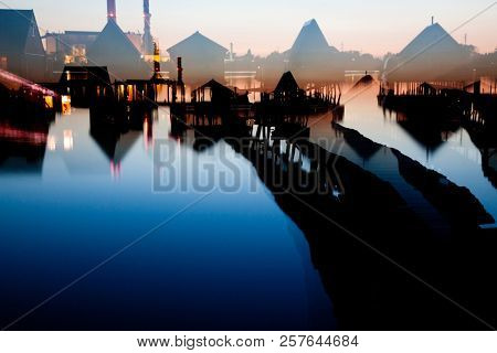 floating village on lake Bokod, Hungary