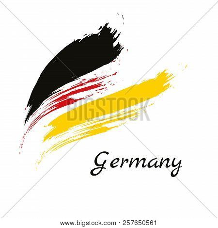 Flag Of Federal Republic Of Germany, Brush Stroke Background.