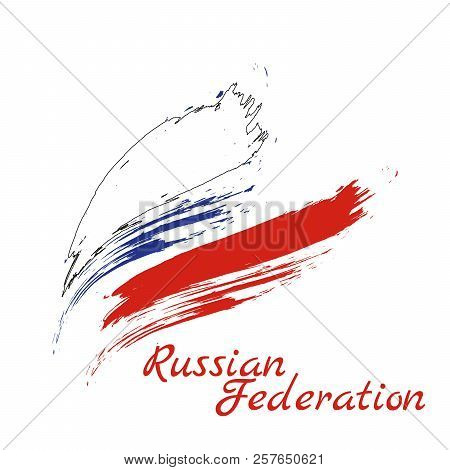Flag Of Russia. Russian Flag. Brush Stroke Background