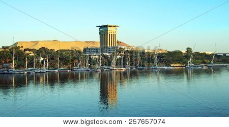 Movenpick Tower, Egypt, 2013.  View While Cruising The River Nile In Egypt At Luxor With The Movenpi