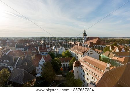 View Of The Old Town Of Torgau In Saxony, Germany