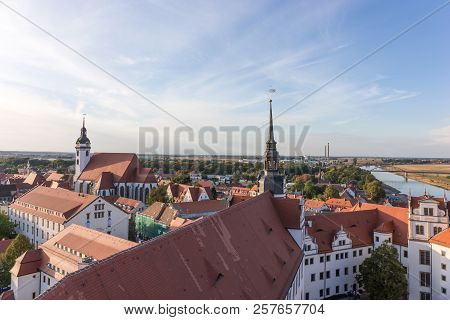 View Of The Old Town Of Torgau In Saxony, Germany