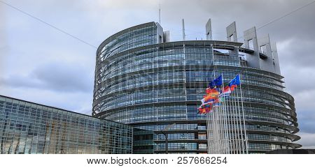 Architectural Detail Of The Louise-weiss Building Seat Of The Parliament Of The European Union