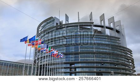 Architectural Detail Of The Louise-weiss Building Seat Of The Parliament Of The European Union
