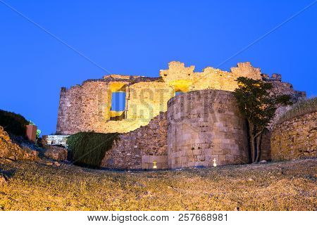View At Twilight Of The Ruined Palace Of Christopher Moura (cristovao De Moura) In The Historic Vill