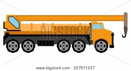 Isolated Mobile Crane. Construction Vehicles. Vector Illustration Design