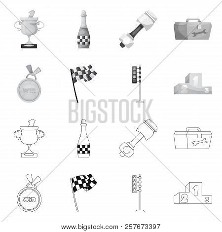 Vector Design Of Car And Rally Sign. Set Of Car And Race Stock Vector Illustration.
