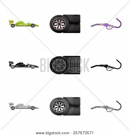 Vector Design Of Car And Rally Sign. Set Of Car And Race Vector Icon For Stock.