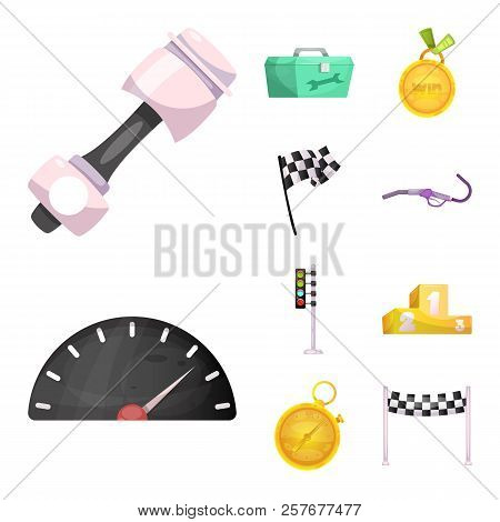 Isolated Object Of Car And Rally Logo. Collection Of Car And Race Stock Vector Illustration.
