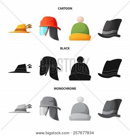Isolated Object Of Headgear And Cap Logo. Collection Of Headgear And Accessory Stock Vector Illustra