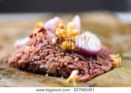 Northern Thai Food (khao Kan Chin Or Khao Ngiao), Steamed Pudding With Rice, Rice Mixed With Pork Bl