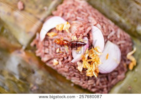 Northern Thai Food (khao Kan Chin Or Khao Ngiao), Steamed Pudding With Rice, Rice Mixed With Pork Bl