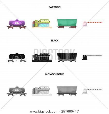 Vector Design Of Train And Station Symbol. Set Of Train And Ticket Stock Vector Illustration.