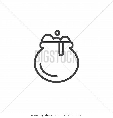 Witches Cauldron Outline Icon. Linear Style Sign For Mobile Concept And Web Design. Pottage, Soup Li