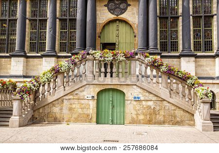 Fragment Of Ghent City Hall In Belgium.