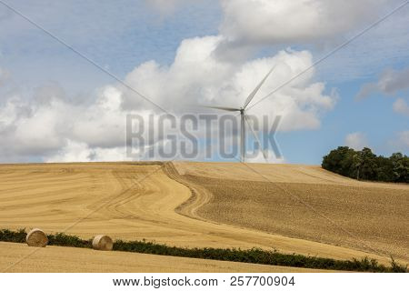 Windmill In The Countryside, Horizon Pollution, Auxerre, France