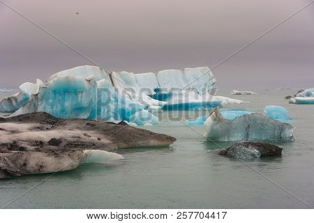 Blue Ice On The Jokulsarlon Glacial Lagoon, Vatnajokull Glacier, Iceland