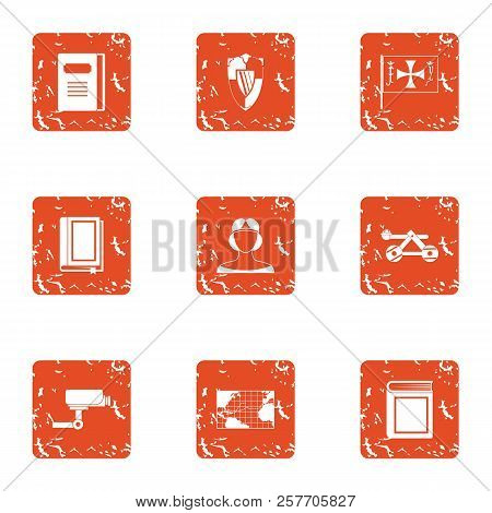 Instruction Icons Set. Grunge Set Of 9 Instruction Icons For Web Isolated On White Background