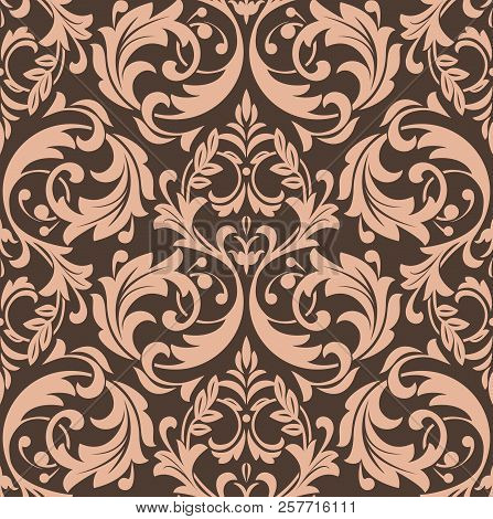 Floral Pattern. Wallpaper Baroque, Damask. Seamless Backgrounddark Ornament