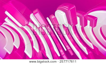 Inclined Curvy Rosy And White Color Strips