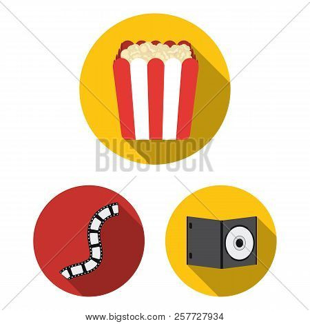 Films And Cinema Flat Icons In Set Collection For Design.movies And Attributes Vector Symbol Stock W