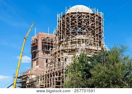 Construction Site Of New Orthodox Temple Of Saint Spyridon (st Spiridon) Bishop Of Trimythous In Kop