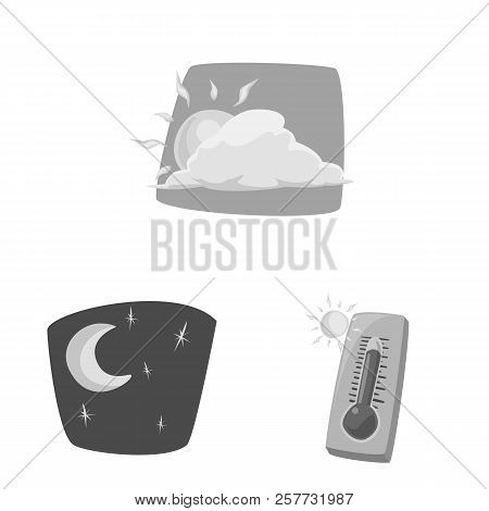 Vector Design Of Weather And Climate Logo. Set Of Weather And Cloud Vector Icon For Stock.