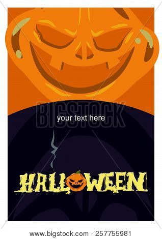 Afisha Halloween Pumpkin? Lettering, Celebration, Vector Illustration