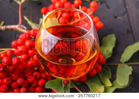 Rowan Tincture Of Alcohol In Glass, Concept Handmade Alco