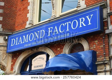 Amsterdam, Netherlands - July 8, 2017: Diamond Factory Shop Koh-i-noor In Amsterdam, Netherlands. Am