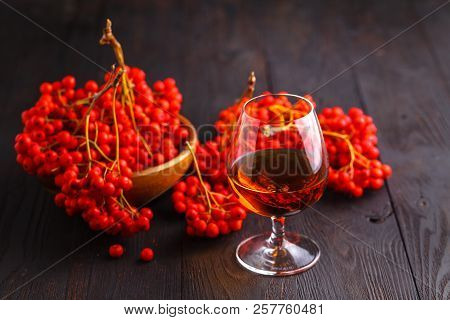 Rowan Tincture Of Alcohol In Glass, Concept Handmade Alco