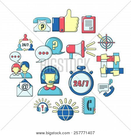 Call Center Icons Set. Carrtoon Illustration Of 16 Call Center Icons For Web